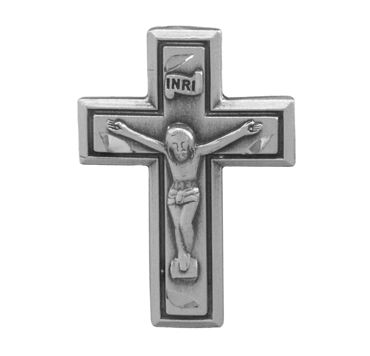 Sterling Silver Wide Crucifix Lapel Pin