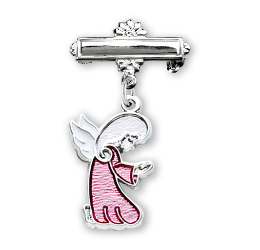 Sterling Silver Baby Guardian Angel on a Bar Pin