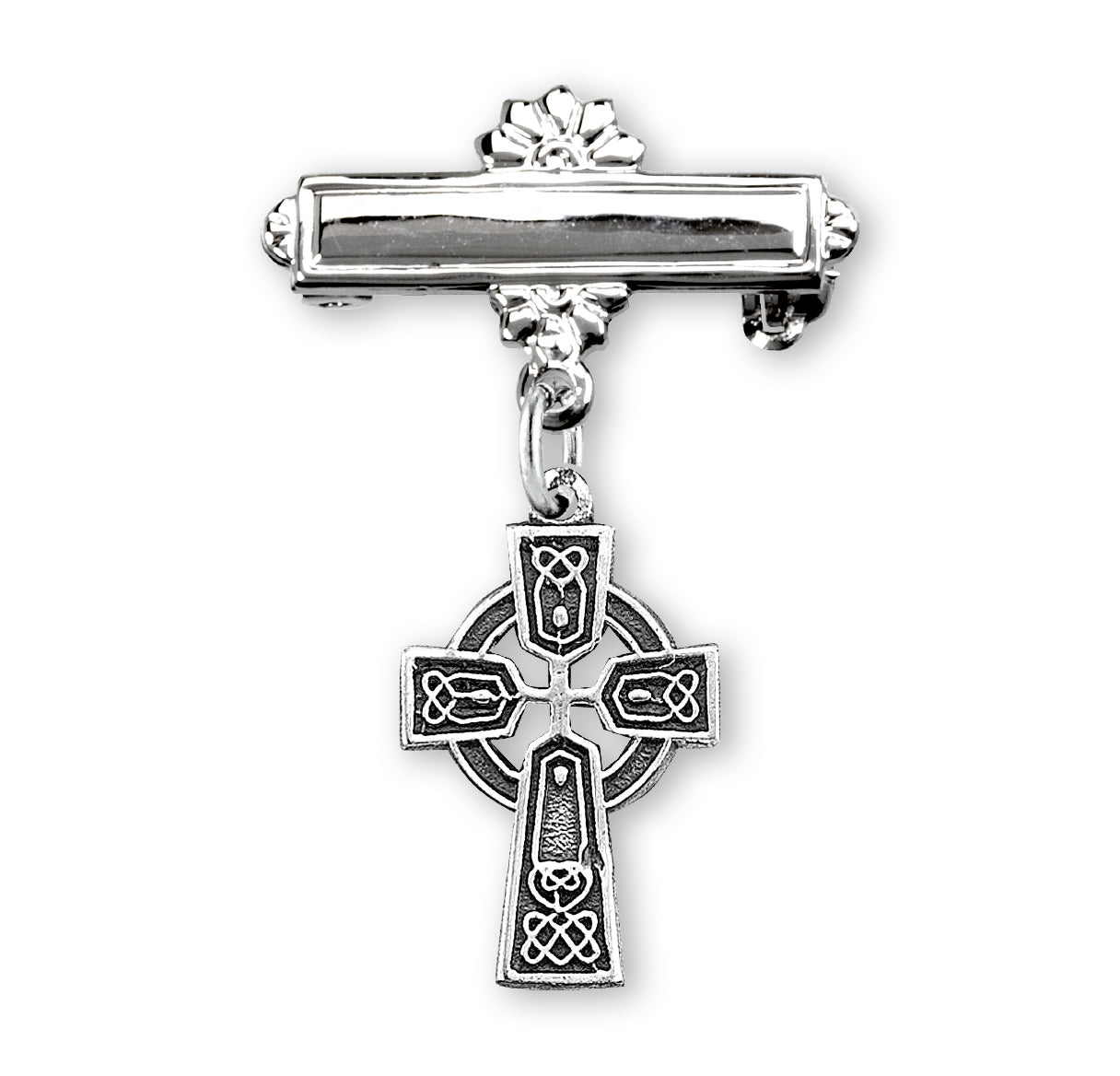 Sterling Silver Baby Irish Celtic cross on a Bar Pin