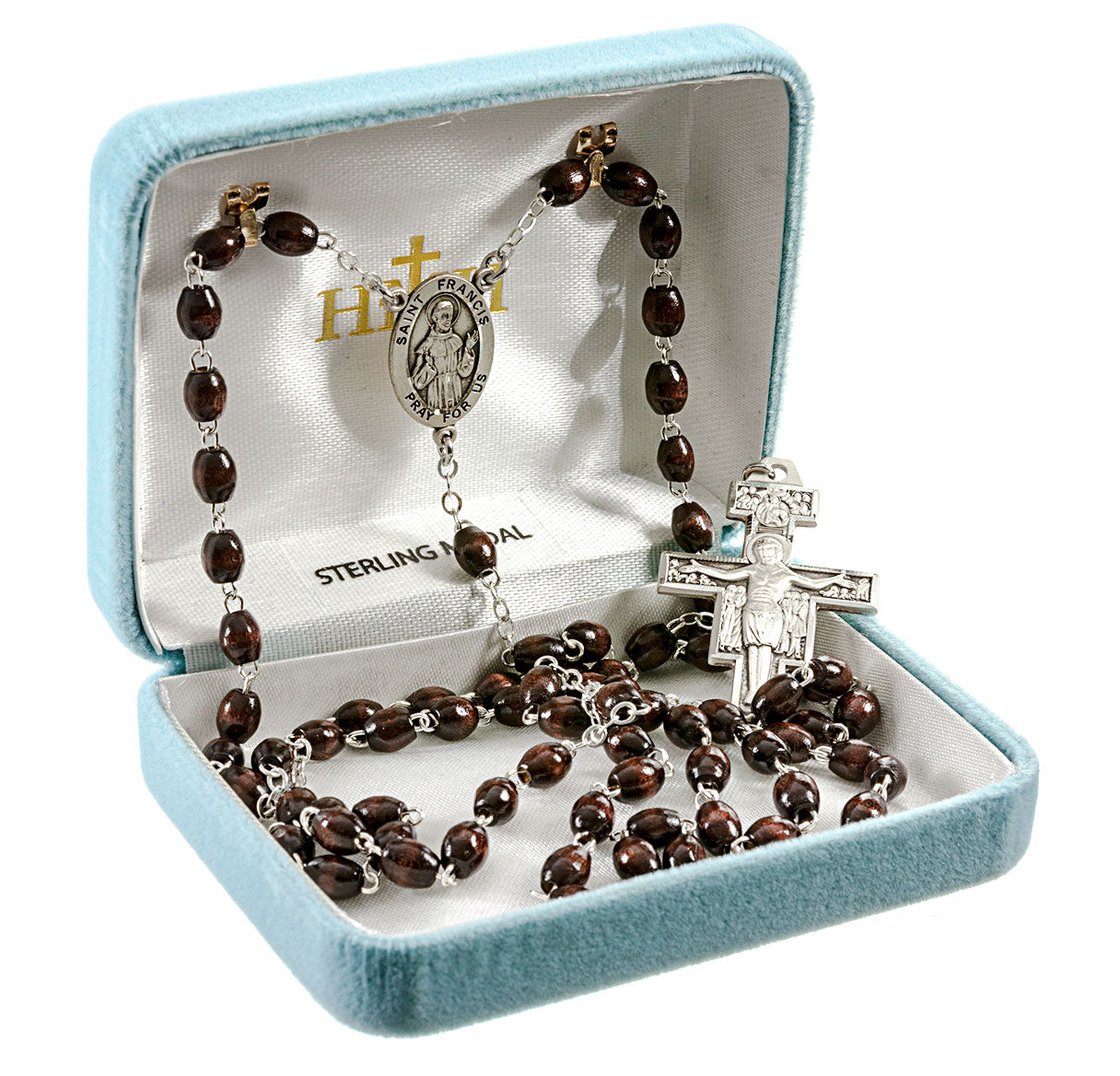 Saint Francis 7 Decade "Franciscan Crown" Rosary Sterling Crucifix and Centerpiece