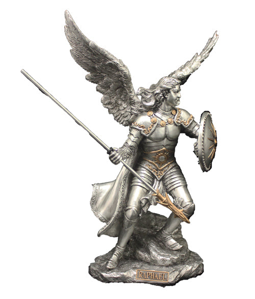 Archangel Raphael Pewter Finish Statue 9"