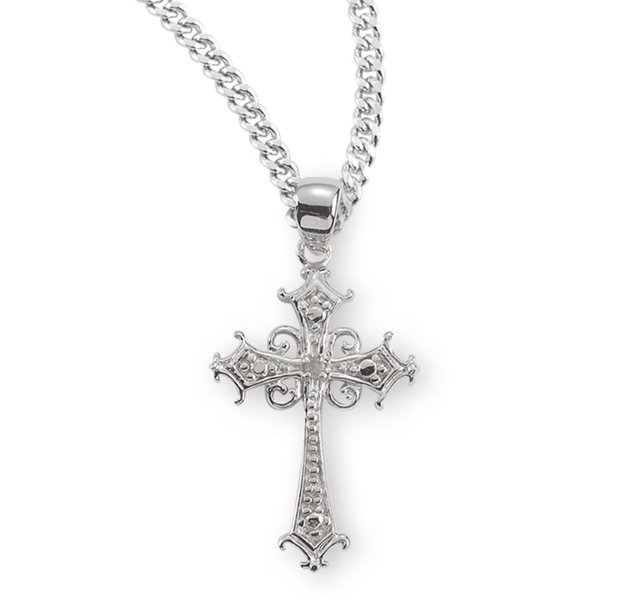 Sterling Silver Cubic Zirconia Cross Boxed