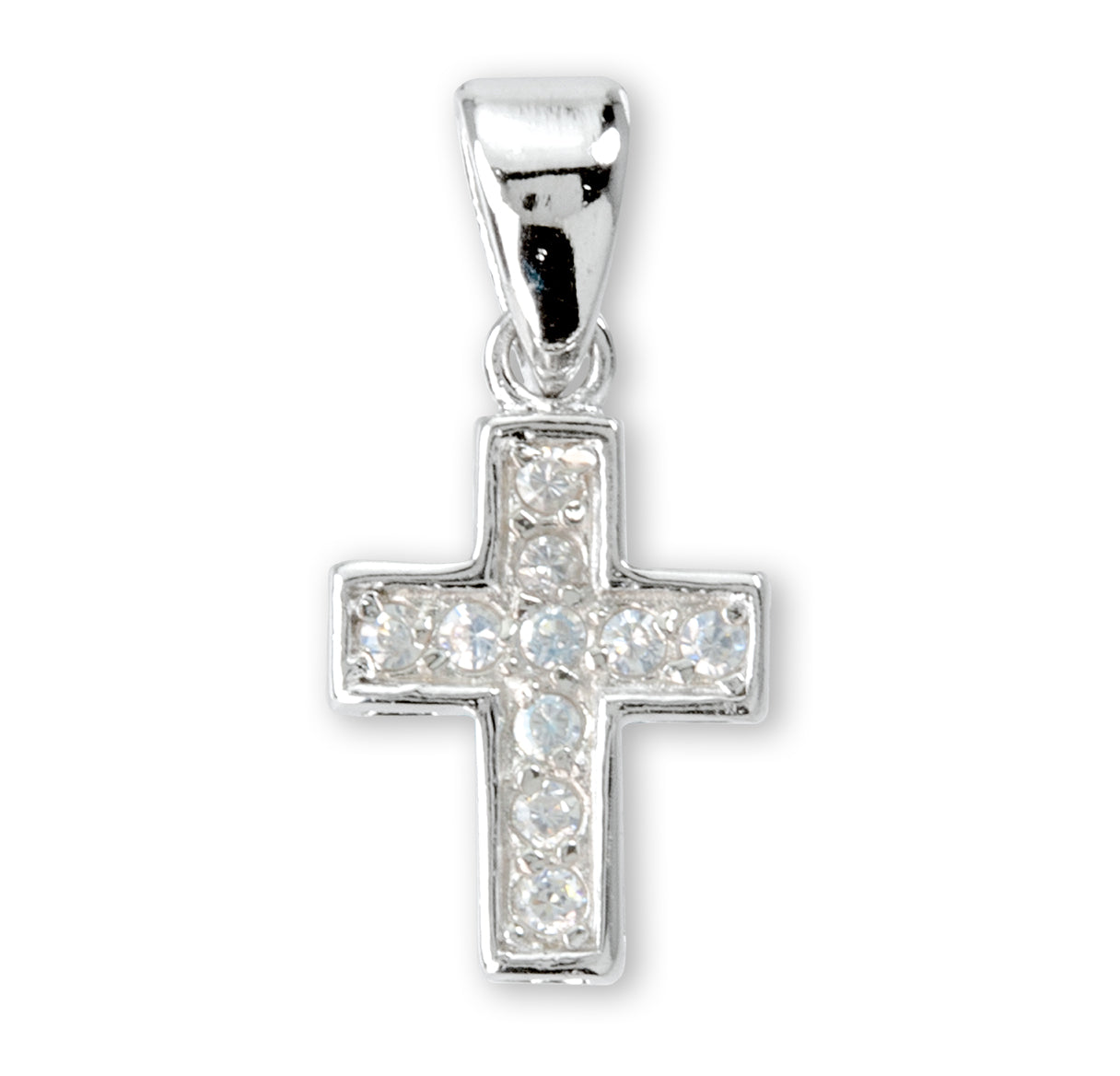 Sterling Small Cross with Cubic Zirconia's "CZ's"