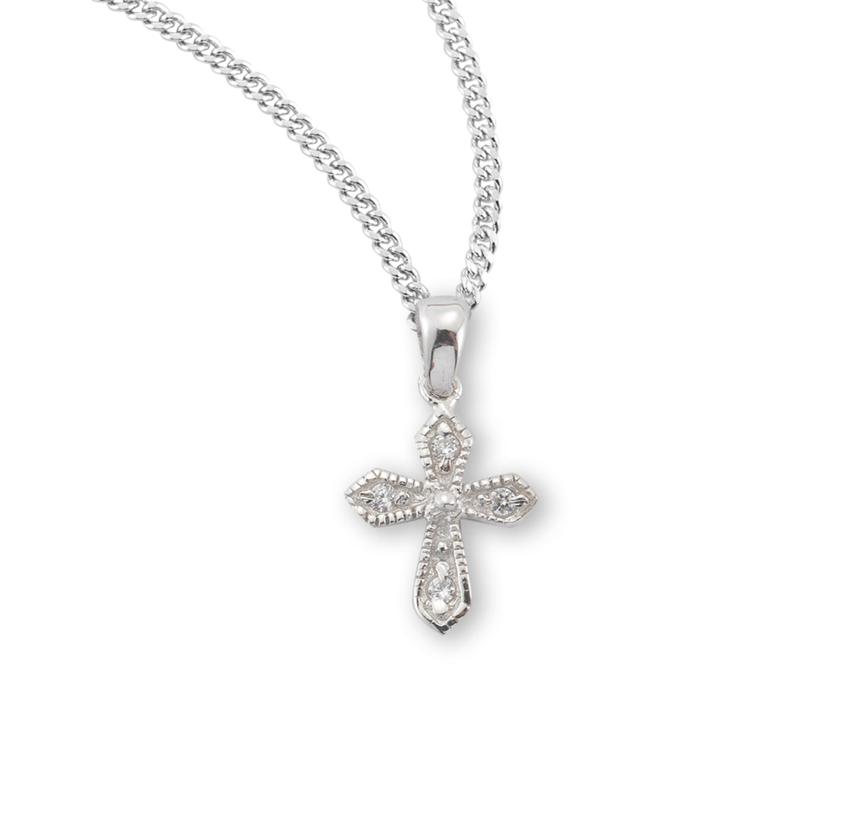 Sterling Silver Cross with Crystal Cubic Zirconia's "CZ's"