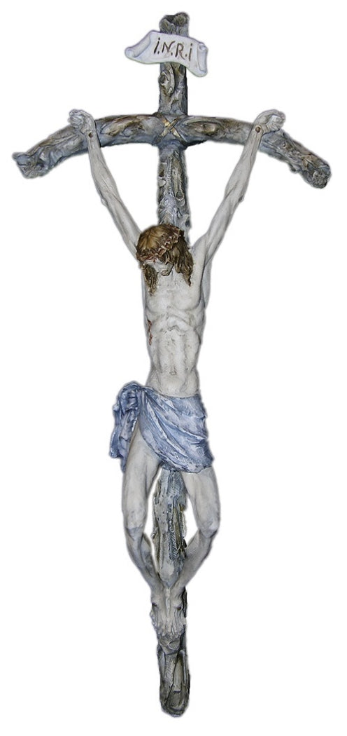 Papal Crucifix Italian Alabaster 24"