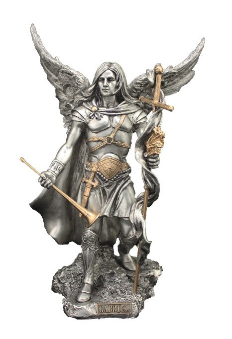 St Gabriel The Archangel Statue Pewter Finish 9"