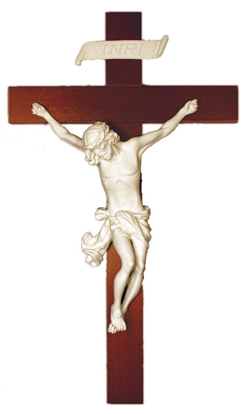 Baroque Style Crucifix With White Alabaster Corpus 14"