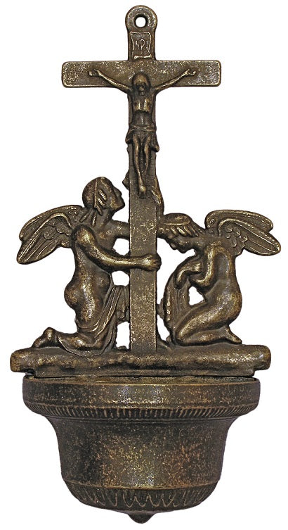 Crucifixion with Angels Holy Water Font