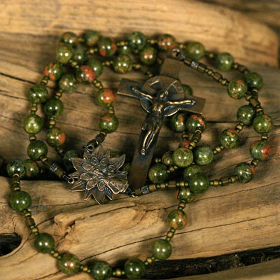 Infant of Prague Unakite Rosary