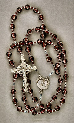 Madonna and Child Lampworked Glass Rosary