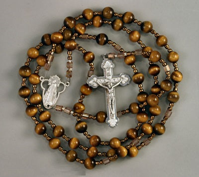 Miraculous Medal Tiger Eye Rosary
