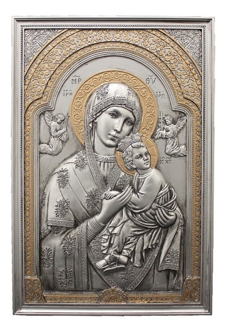 Our Lady Of Perpetual Help Icon Pewter Finish