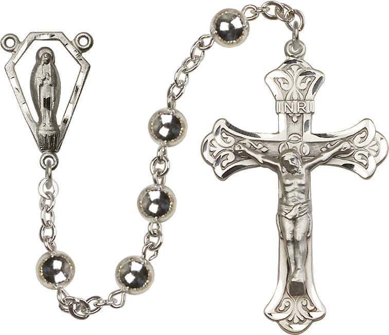 7mm Sterling Silver Round  Rosary