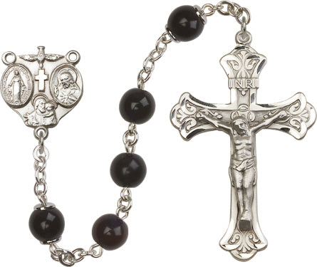 8mm Black Capped Our Father  Rosary