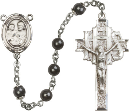 6mm Black Pearl Over Swarovski  Rosary