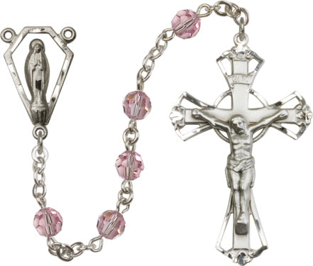 6mm Light Rose Swarovski  Rosary