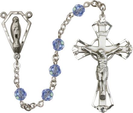 6mm Light Sapphire Swarovski  Rosary