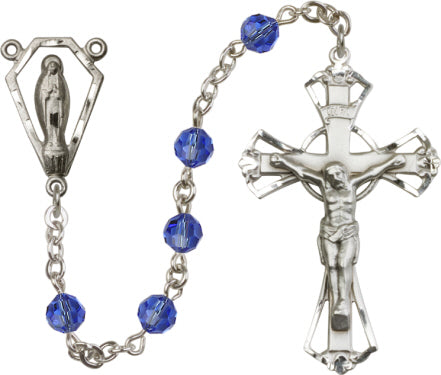 6mm Sapphire Swarovski  Rosary