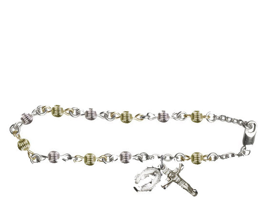 4mm Sterling Silver Corregated  Rosary Bracelet