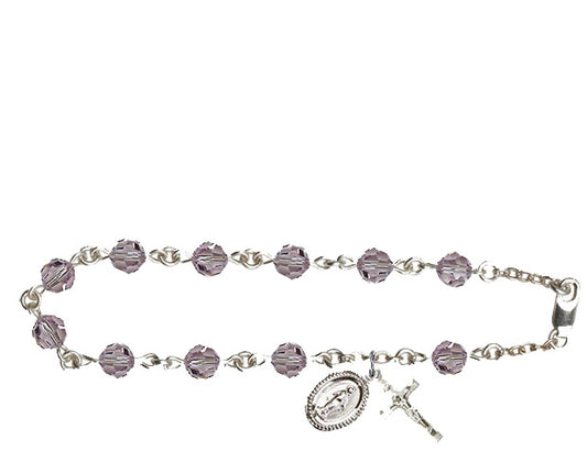 6mm Light Amethyst Swarovski  Rosary Bracelet