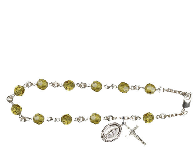 6mm Lime Swarovski  Rosary Bracelet