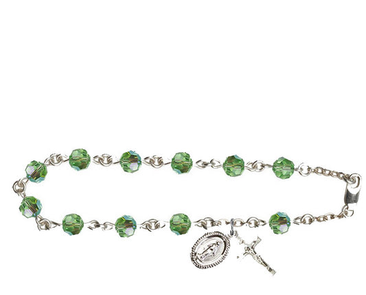 6mm Peridot Swarovski  Rosary Bracelet