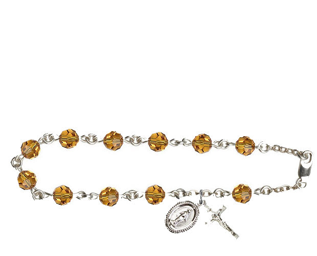 6mm Topaz Swarovski  Rosary Bracelet