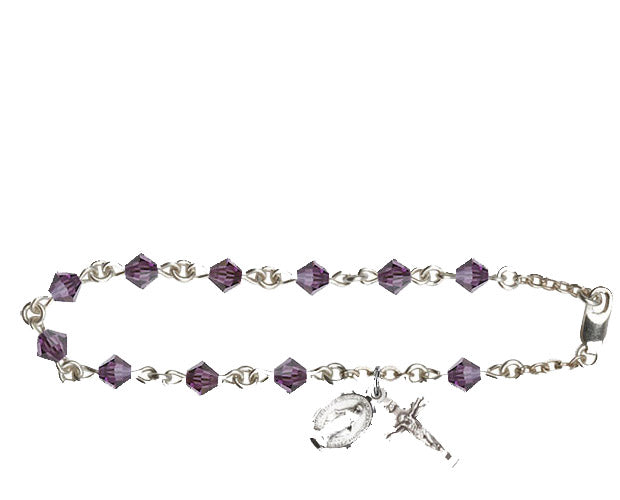 5mm Amethyst Swarovski Rundell-Shaped  Rosary Bra