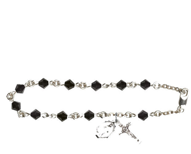 5mm Jet Swarovski Rundell-Shaped  Rosary Bracelet