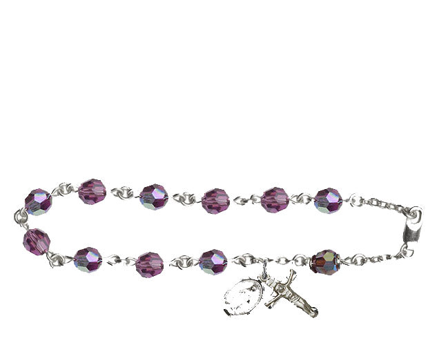 6mm Amethyst Swarovski, Austrian Tin Cut Aurora B