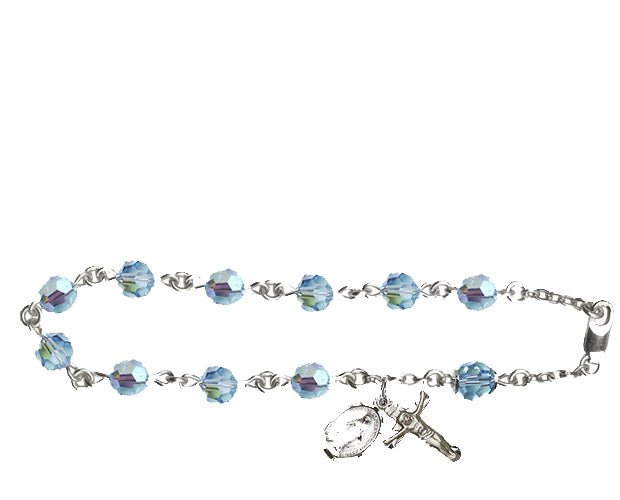 6mm Aqua Swarovski, Austrian Tin Cut Aurora Borea