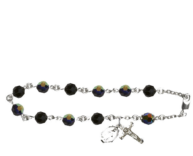 6mm Jet Swarovski, Austrian Tin Cut Aurora Boreal