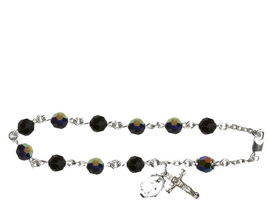 6mm Jet Swarovski, Austrian Tin Cut Aurora Boreal