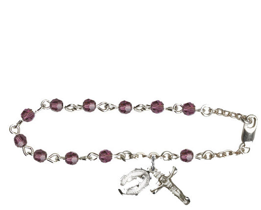 4mm Amethyst Swarovski  Rosary Bracelet