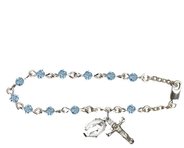 4mm Aqua Swarovski  Rosary Bracelet