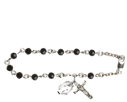 4mm Black Swarovski  Rosary Bracelet