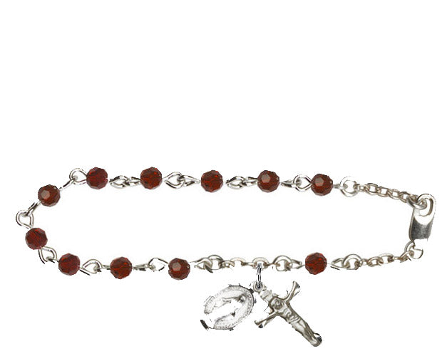 4mm Garnet Swarovski  Rosary Bracelet
