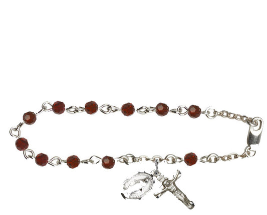 4mm Garnet Swarovski  Rosary Bracelet