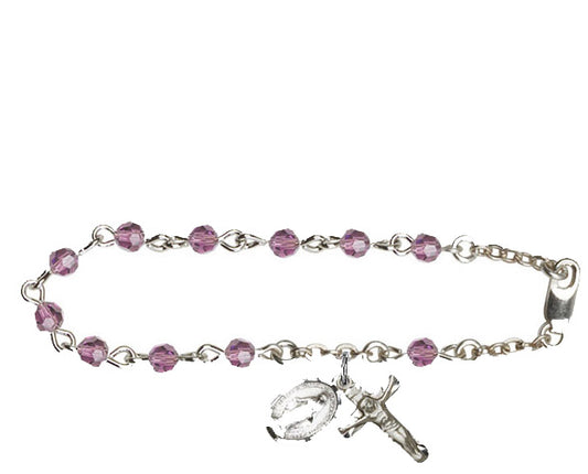 4mm Light Amethyst Swarovski  Rosary Bracelet