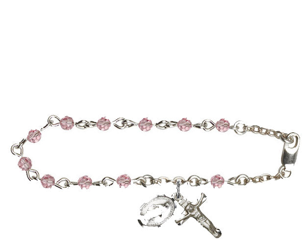 4mm Light Rose Swarovski  Rosary Bracelet
