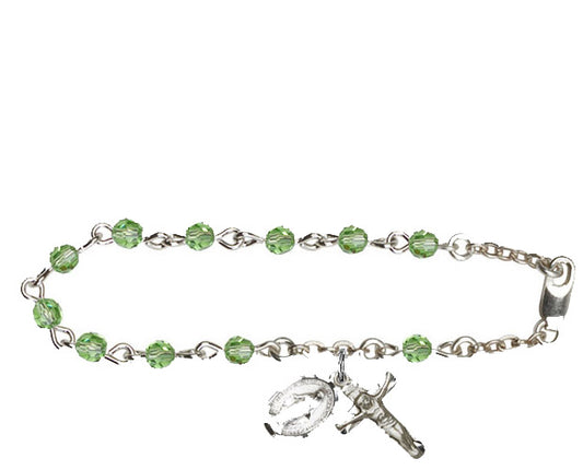 4mm Peridot Swarovski  Rosary Bracelet
