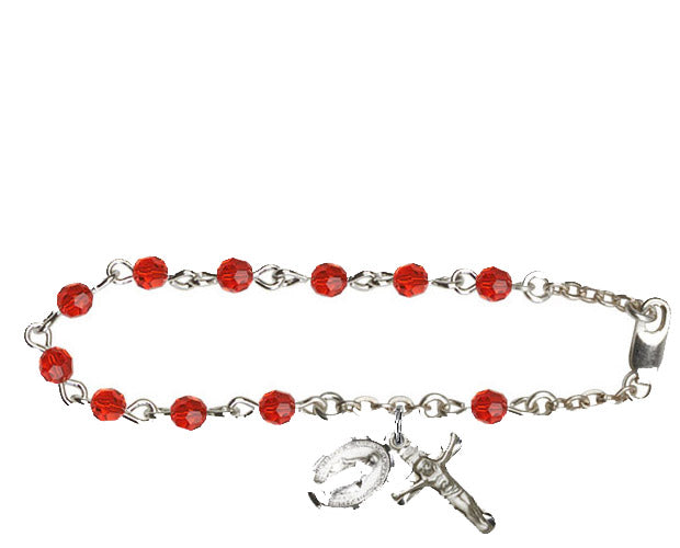 4mm Ruby Swarovski  Rosary Bracelet
