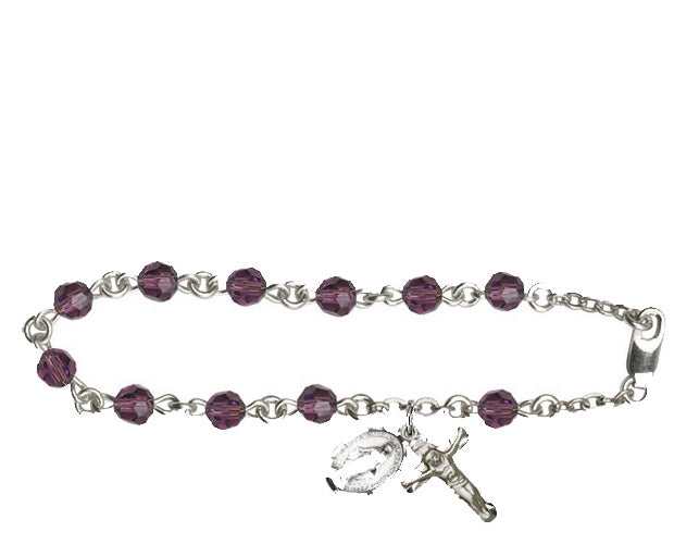 5mm Amethyst Swarovski  Rosary Bracelet