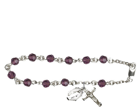 5mm Amethyst Swarovski  Rosary Bracelet