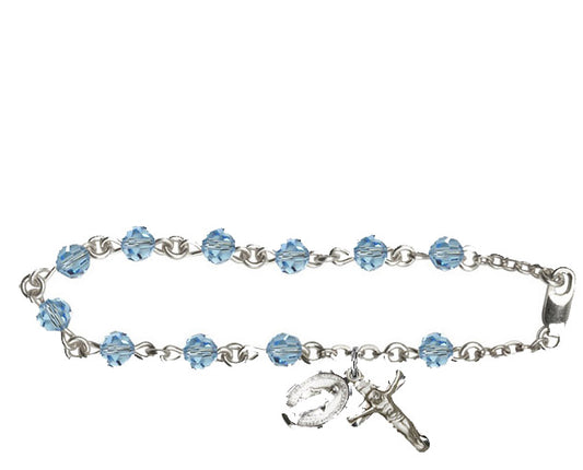 5mm Aqua Swarovski  Rosary Bracelet