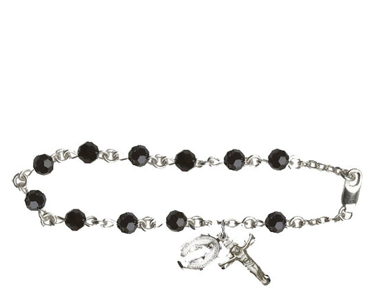 5mm Black Swarovski  Rosary Bracelet