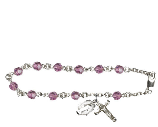 5mm Light Amethyst Swarovski  Rosary Bracelet