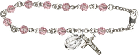 5mm Light Rose Swarovski  Rosary Bracelet
