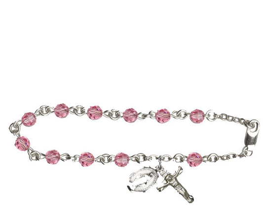 5mm Rose Swarovski  Rosary Bracelet