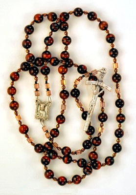Red Tiger Eye Rosary with Papal Crucifix